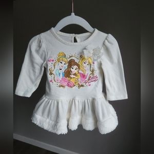 Disney little princess long-sleeve shirt with fur trim size 6-9 months